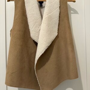 Gap Tan faux Sherpa-Lined Suede Vest